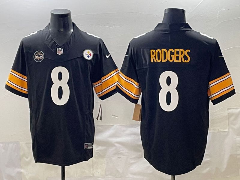 Men 2025 Pittsburgh Steelers #8 Rodgers Black Three generations Nike Limited NFL Jersey style 6->pittsburgh steelers->NFL Jersey